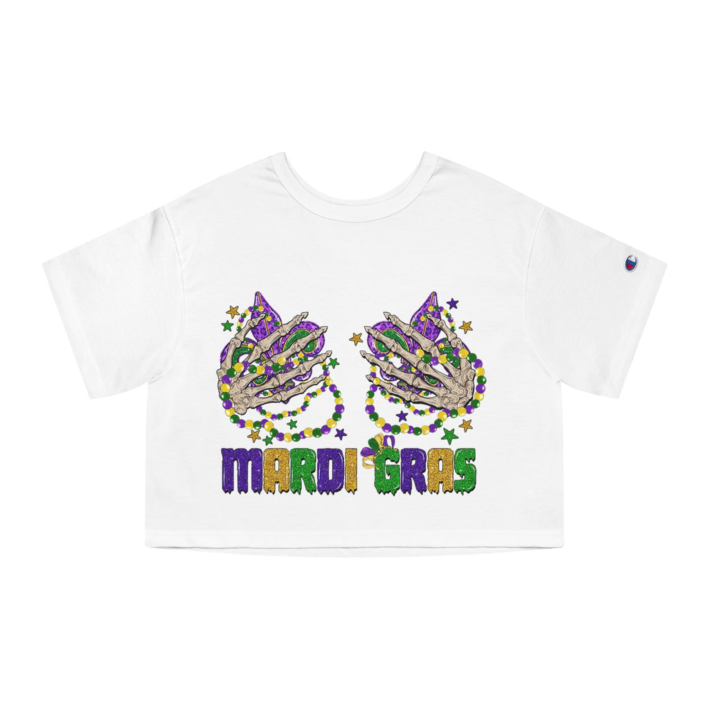 Mardi Gras Cropped T-Shirt - Fun Festival Tee, Casual Wear, Unique Gift for Celebrations, Spring Style, Streetwear