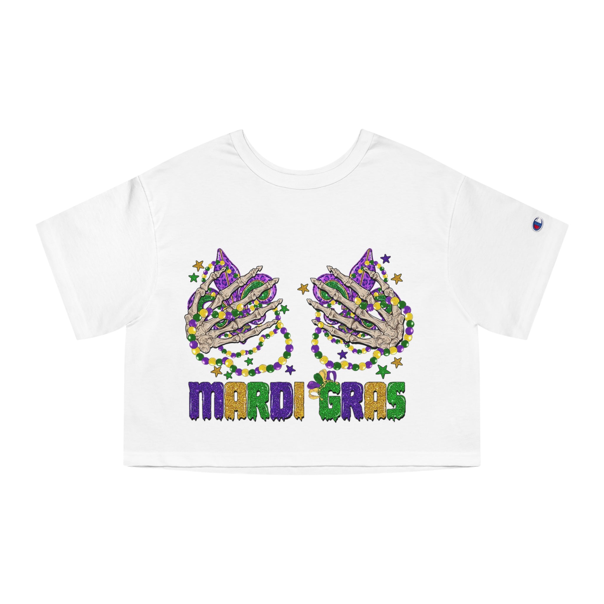 Mardi Gras Cropped T-Shirt - Fun Festival Tee, Casual Wear, Unique Gift for Celebrations, Spring Style, Streetwear