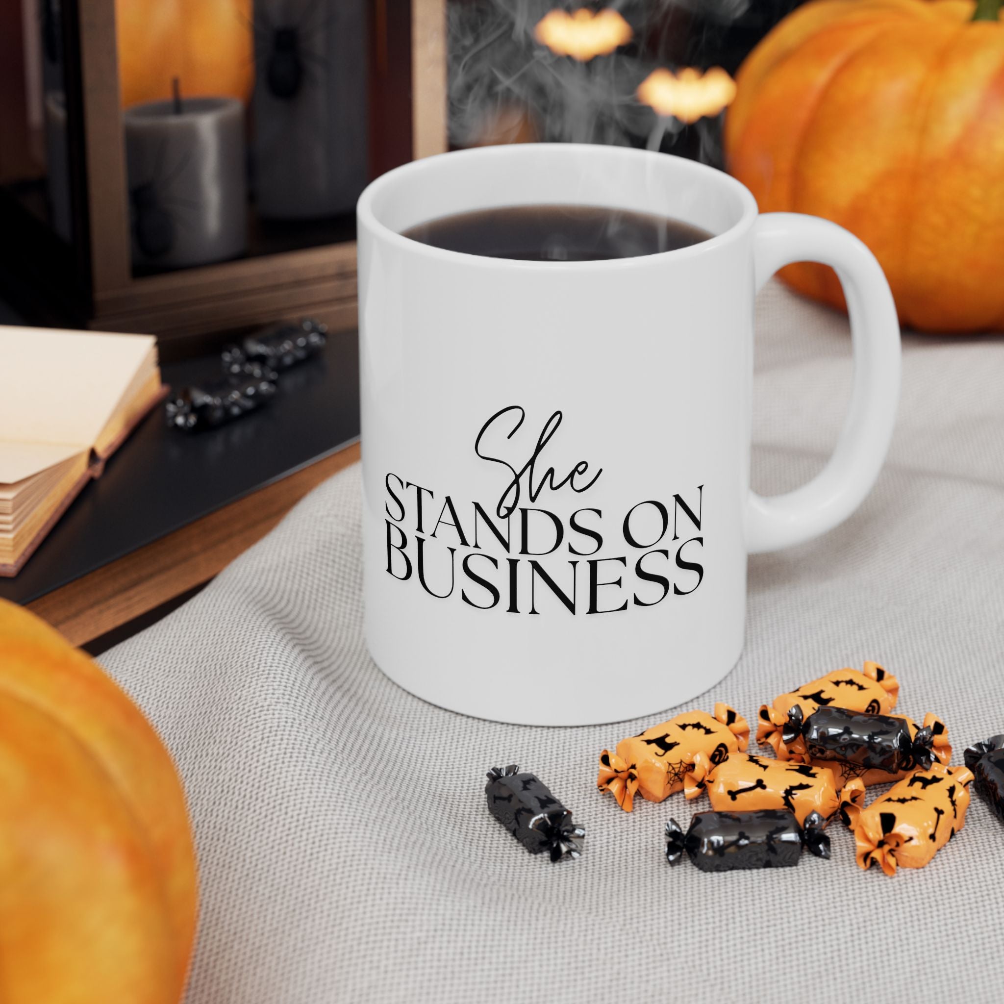 Business Woman Ceramic Mug (11oz, 15oz) - She Stands on Business Mug