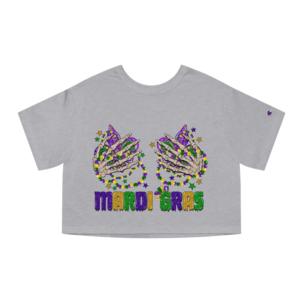 Mardi Gras Cropped T-Shirt - Fun Festival Tee, Casual Wear, Unique Gift for Celebrations, Spring Style, Streetwear