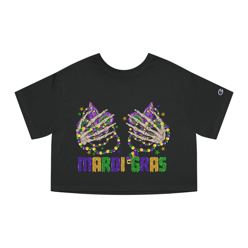 Mardi Gras Cropped T-Shirt - Fun Festival Tee, Casual Wear, Unique Gift for Celebrations, Spring Style, Streetwear