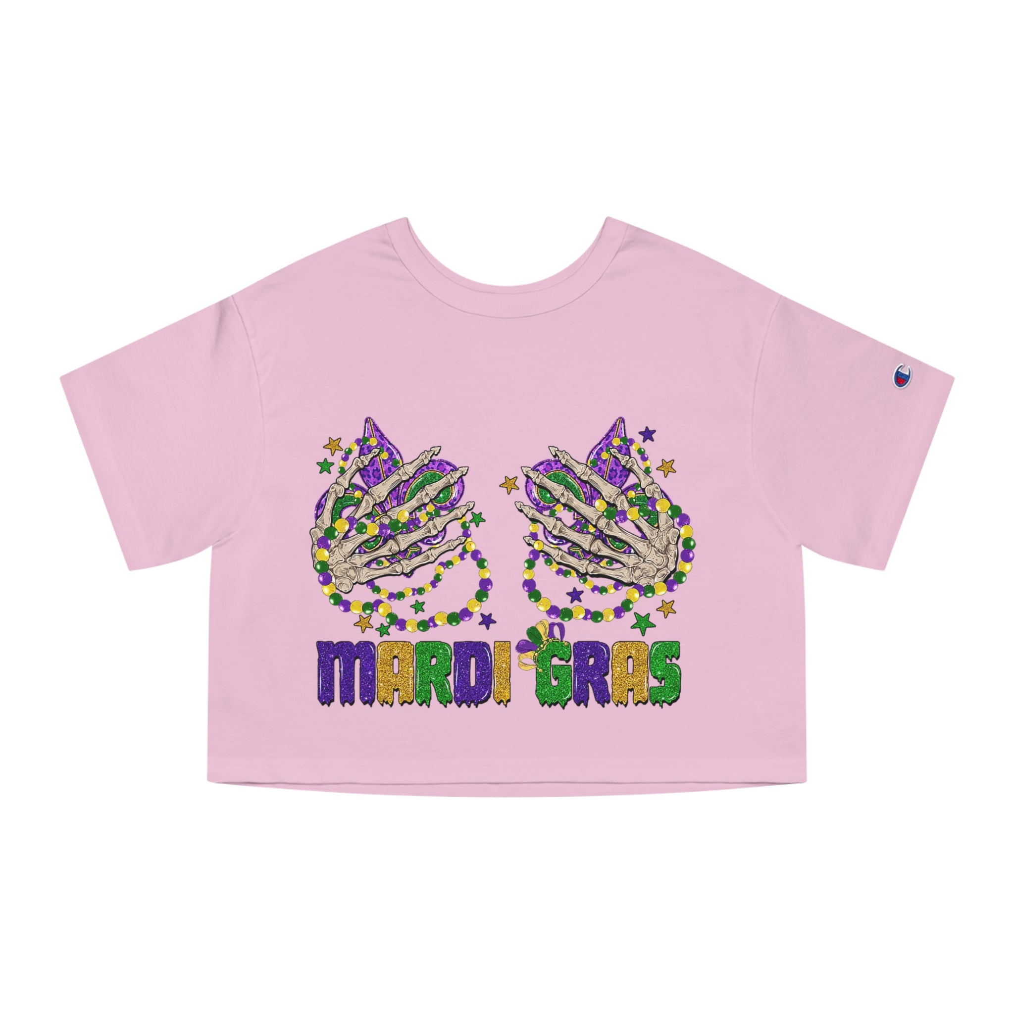 Mardi Gras Cropped T-Shirt - Fun Festival Tee, Casual Wear, Unique Gift for Celebrations, Spring Style, Streetwear